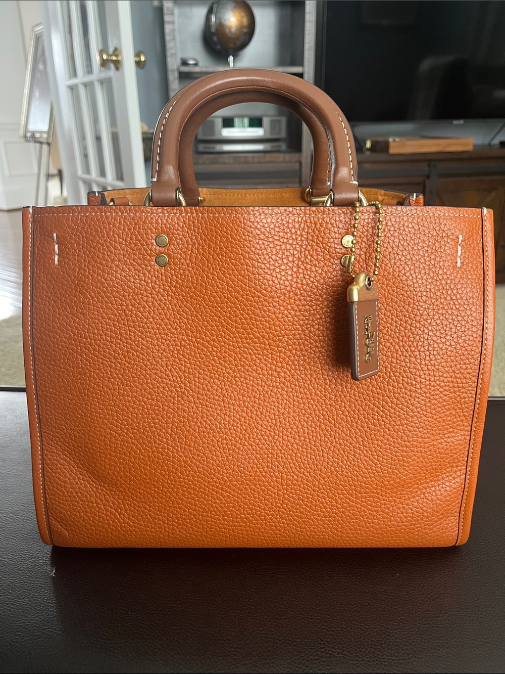 Coach Pebbled Leather Carryall Tote in Orange